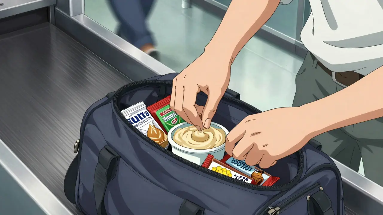 Close-up of healthy packed snacks being prepared for travel