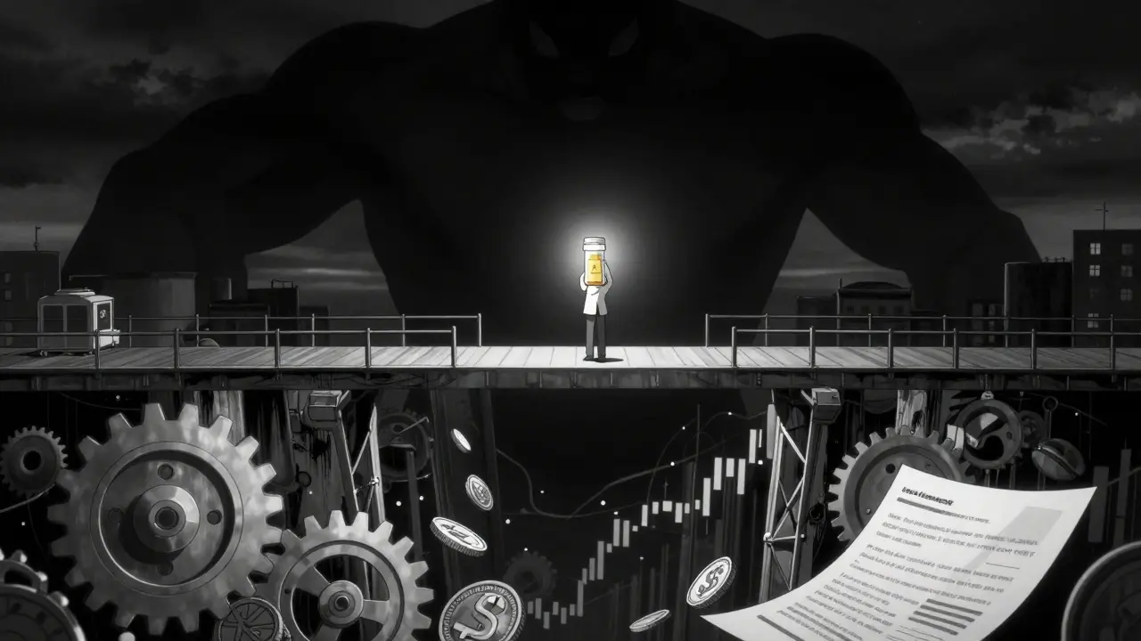 Patient facing high medical costs in cyberpunk city