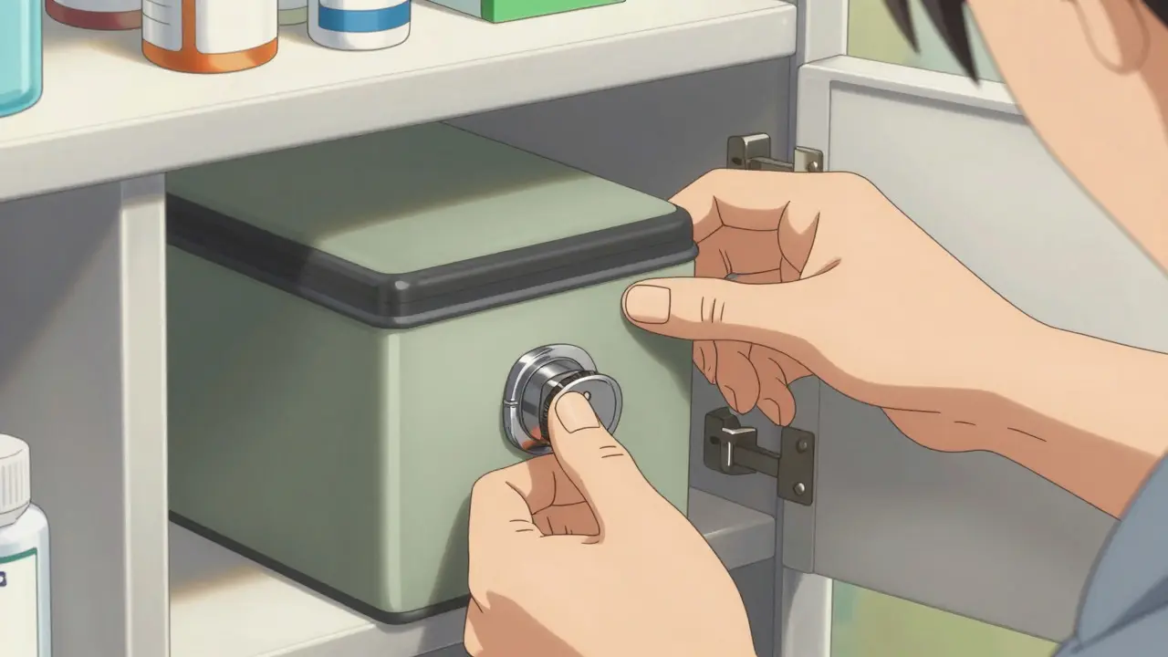 Parent locking medication cabinet for child safety