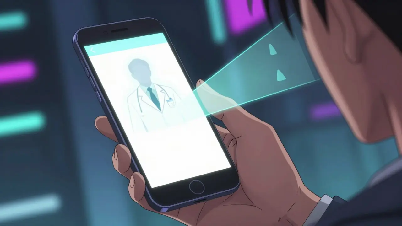 Hand using smartphone for telehealth doctor consultation